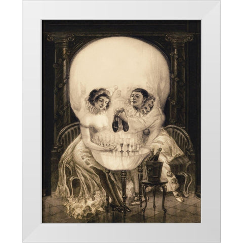 Pierrots Love White Modern Wood Framed Art Print by Anonymous