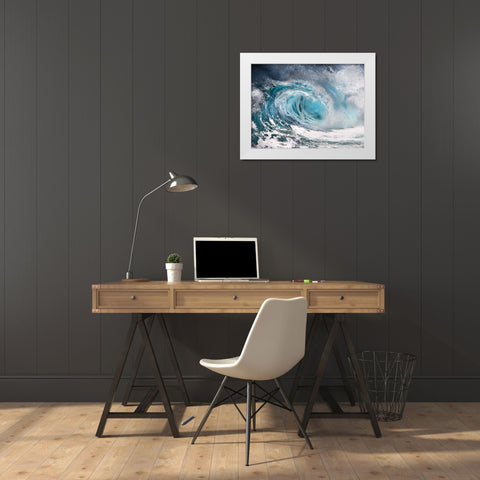 Thunder Wave White Modern Wood Framed Art Print by Anonymous