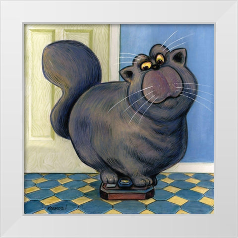 Purrfect White Modern Wood Framed Art Print by Kourosh