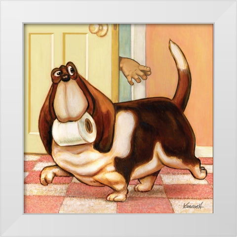 Give That Back White Modern Wood Framed Art Print by Kourosh