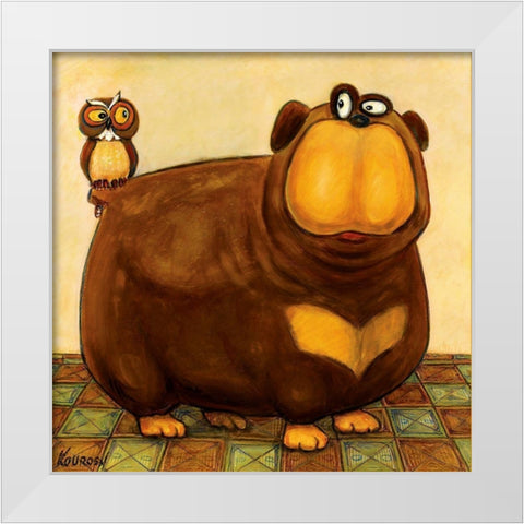 Heres Looking at You White Modern Wood Framed Art Print by Kourosh