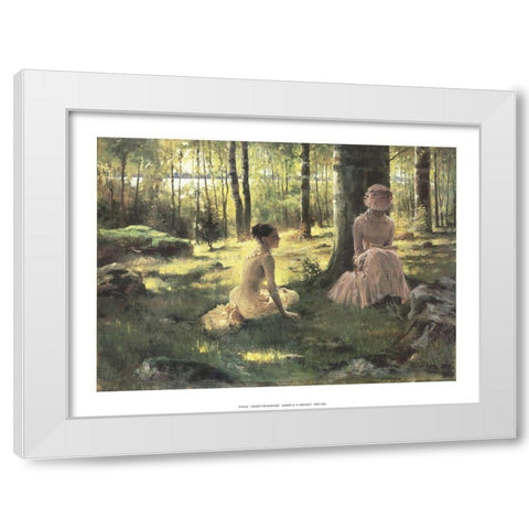 Under the Birches White Modern Wood Framed Art Print by Edelfelt, Albert