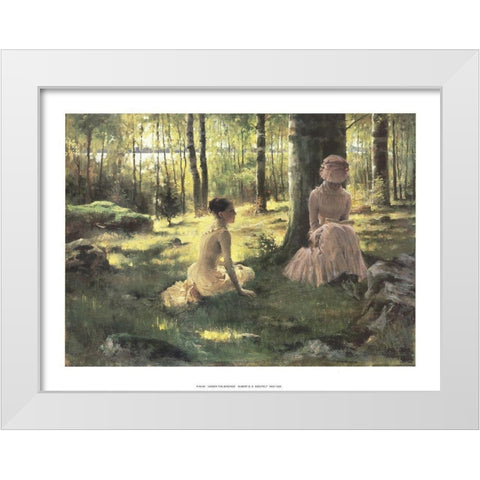 Under the Birches White Modern Wood Framed Art Print by Edelfelt, Albert