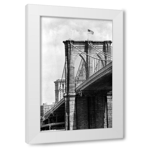 Brooklyn Bridge Perspective White Modern Wood Framed Art Print by Maier, Phil