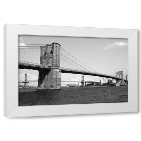 Brooklyn Bridge and Manhattan Bridge,day White Modern Wood Framed Art Print by Maier, Phil