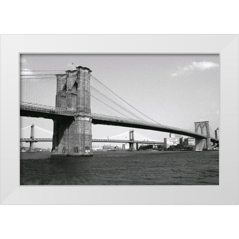 Brooklyn Bridge and Manhattan Bridge,day White Modern Wood Framed Art Print by Maier, Phil