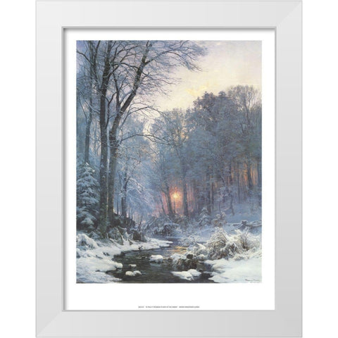 A Twilit Wooded River White Modern Wood Framed Art Print by Andersen-Lunby, Anderson