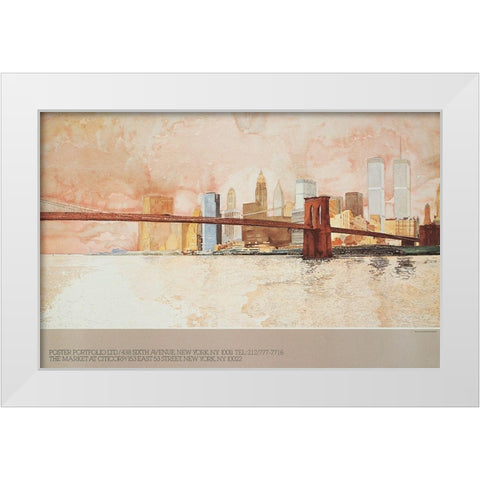 Brooklyn Bridge II White Modern Wood Framed Art Print by Unknown