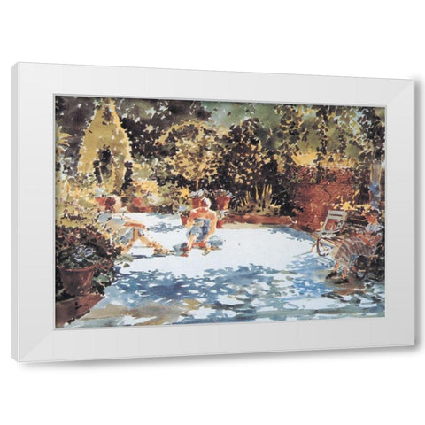 In the Park White Modern Wood Framed Art Print by Unknown