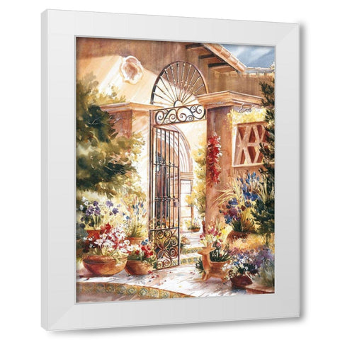 Gated Patio White Modern Wood Framed Art Print by Unknown