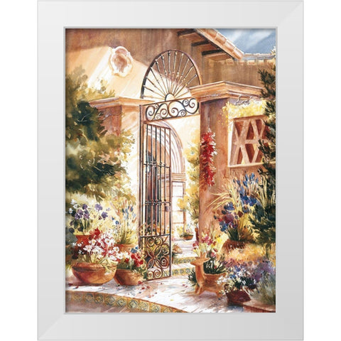 Gated Patio White Modern Wood Framed Art Print by Unknown