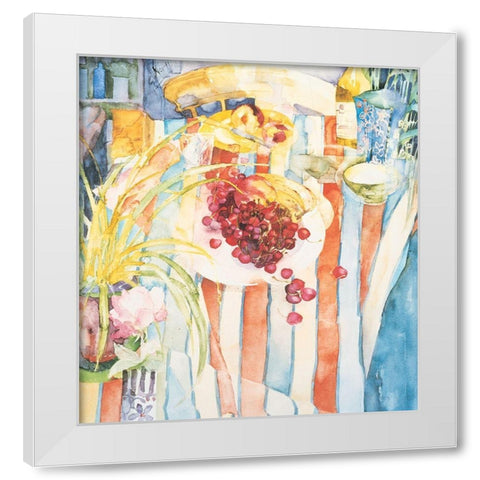 Bowl of Cherries White Modern Wood Framed Art Print by Unknown