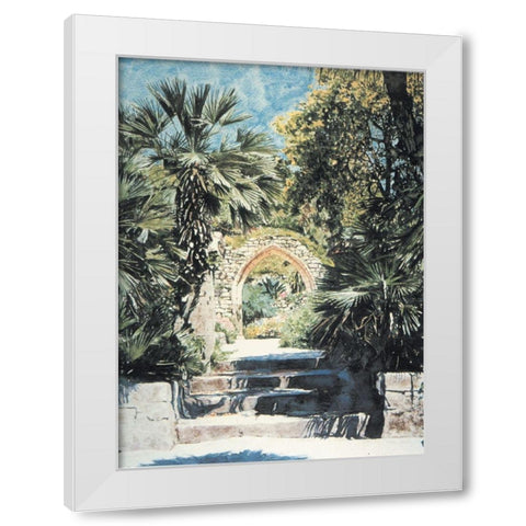 Arch and Palms White Modern Wood Framed Art Print by Unknown