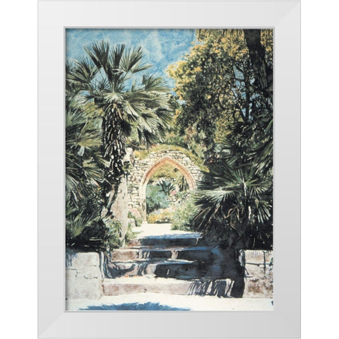 Arch and Palms White Modern Wood Framed Art Print by Unknown