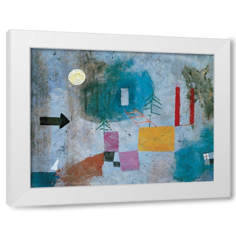 Full Moon White Modern Wood Framed Art Print by Unknown