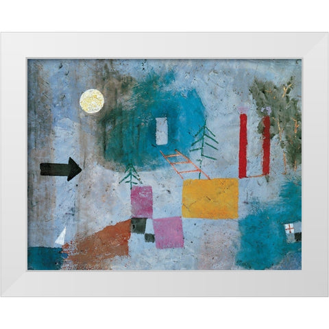 Full Moon White Modern Wood Framed Art Print by Unknown
