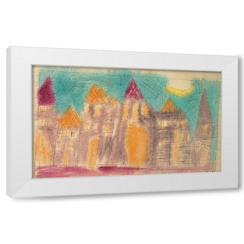 Village White Modern Wood Framed Art Print by Unknown
