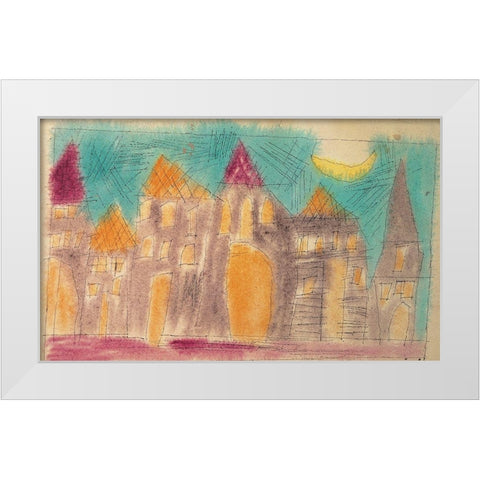 Village White Modern Wood Framed Art Print by Unknown