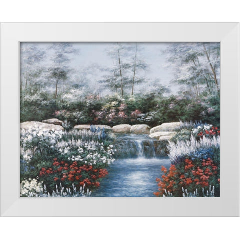Waterfall White Modern Wood Framed Art Print by Unknown