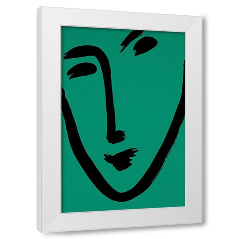 Green Face White Modern Wood Framed Art Print by Unknown