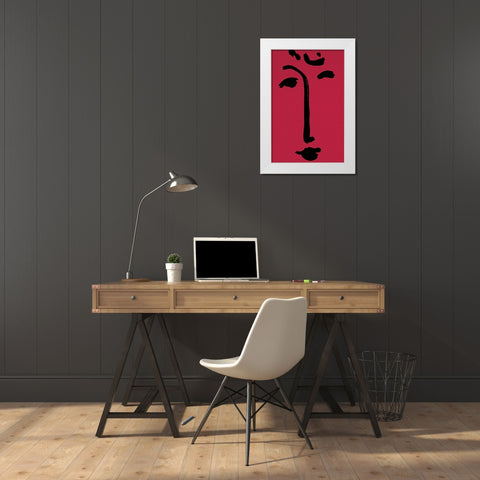 Red Face White Modern Wood Framed Art Print by Unknown