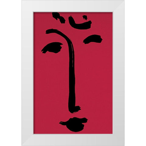 Red Face White Modern Wood Framed Art Print by Unknown