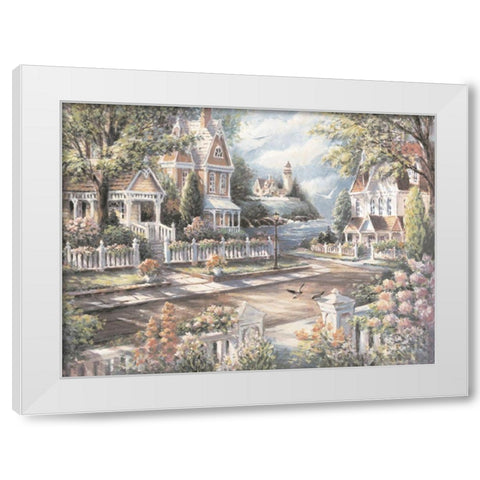 Street to the Pier White Modern Wood Framed Art Print by Unknown