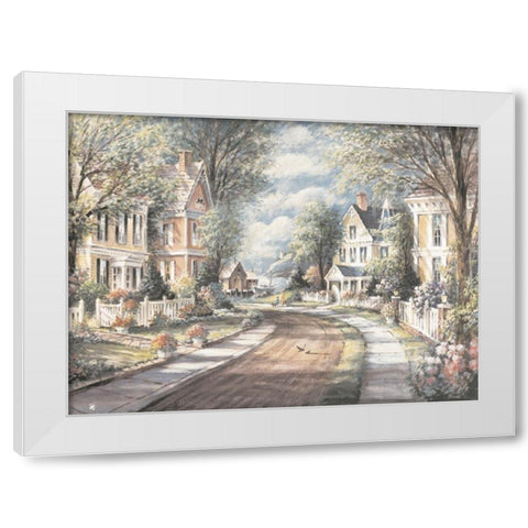 Victorian Street White Modern Wood Framed Art Print by Unknown
