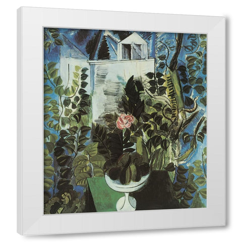 In the Garden White Modern Wood Framed Art Print by Unknown