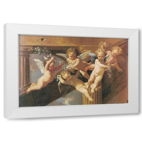 Cherubs White Modern Wood Framed Art Print by Unknown