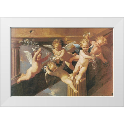 Cherubs White Modern Wood Framed Art Print by Unknown