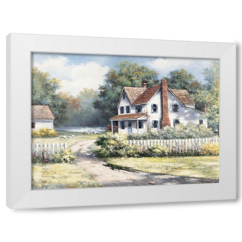 Weekend Cottage White Modern Wood Framed Art Print by Unknown