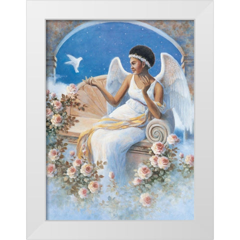 Angel and Dove White Modern Wood Framed Art Print by Unknown