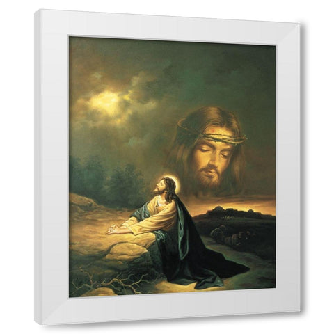 Gethsemene White Modern Wood Framed Art Print by Unknown