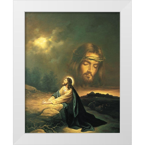 Gethsemene White Modern Wood Framed Art Print by Unknown