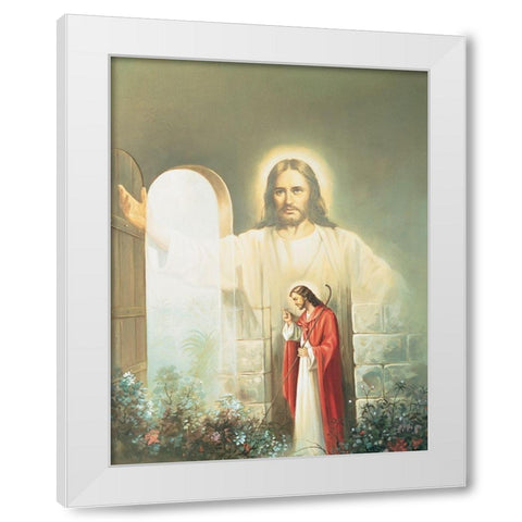 In the Garden White Modern Wood Framed Art Print by Unknown