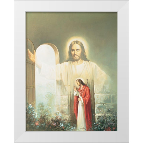 In the Garden White Modern Wood Framed Art Print by Unknown