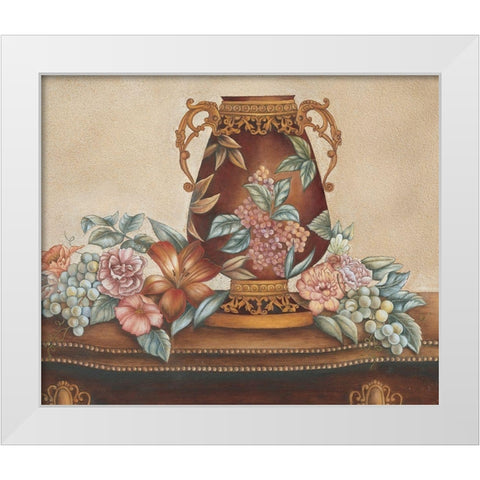 Vase and Flowers White Modern Wood Framed Art Print by Unknown