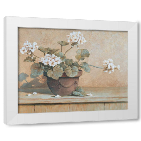 Potted Geranium I White Modern Wood Framed Art Print by Unknown