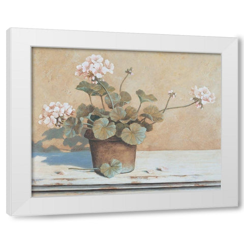 Potted Geranium II White Modern Wood Framed Art Print by Unknown