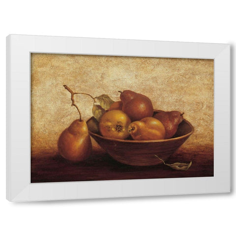 Bowl of Pears White Modern Wood Framed Art Print by Unknown