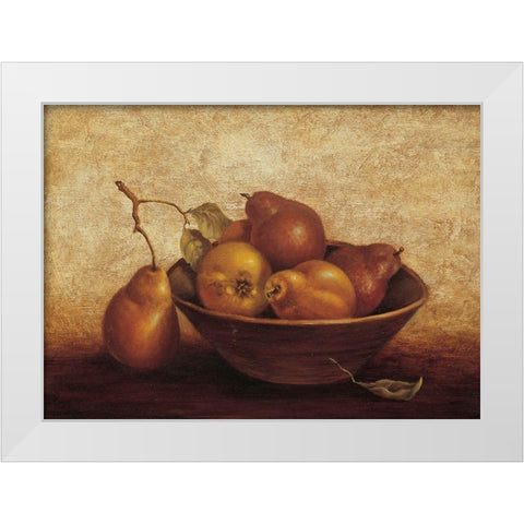 Bowl of Pears White Modern Wood Framed Art Print by Unknown