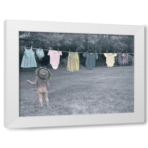 Laundry Day White Modern Wood Framed Art Print by Unknown