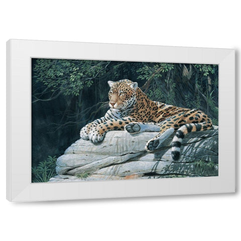 Jaguar White Modern Wood Framed Art Print by Unknown