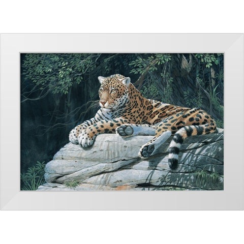 Jaguar White Modern Wood Framed Art Print by Unknown