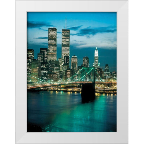 Brooklyn Bridge White Modern Wood Framed Art Print by Unknown