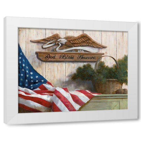God Bless America White Modern Wood Framed Art Print by Unknown