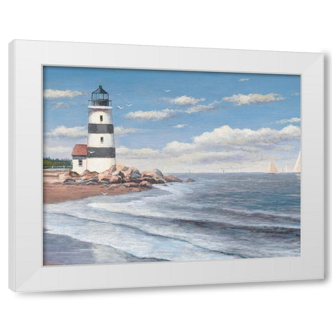 Lighthouse Shoals White Modern Wood Framed Art Print by Unknown