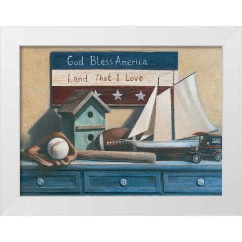 God Bless America White Modern Wood Framed Art Print by Unknown