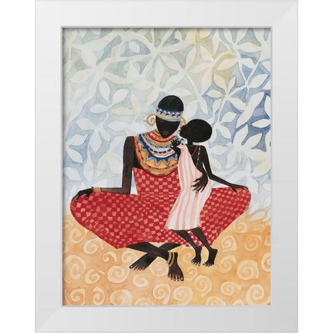Mother And Child White Modern Wood Framed Art Print by Unknown
